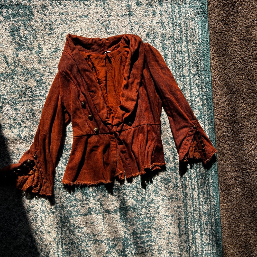 Free People Victorian Blazer Jacket Women's L Brown Twill
Long Sleeve Open Front - Picture 4 of 5